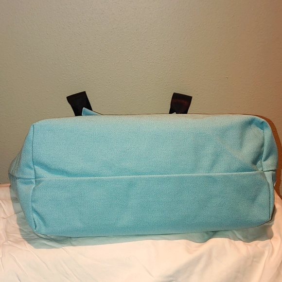 Karl Lagerfeld Paris Aqua / Pink / Blue Canvass Tote with Karl & Cat & F… - Picture 5 of 8